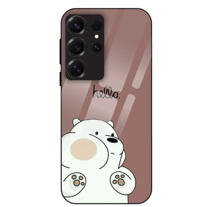 Cute Bear Minimal - Glass Case For Samsung Galaxy S25 Ultra