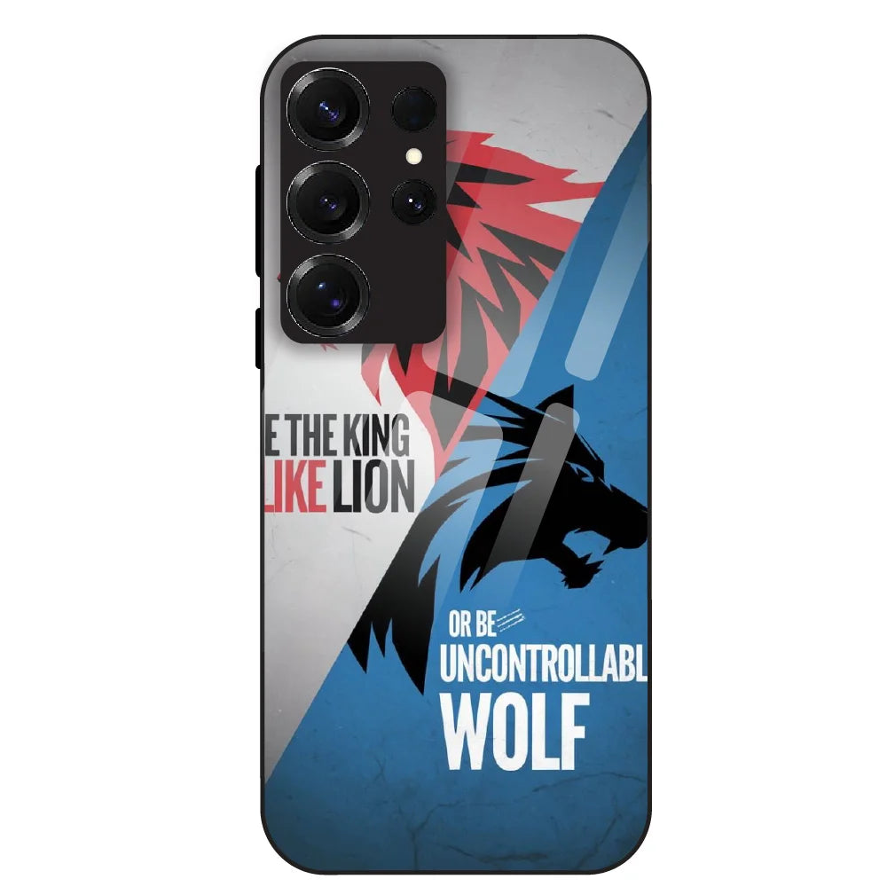 Lion vs Wolf Power - Glass Case For Samsung Galaxy S25 Ultra