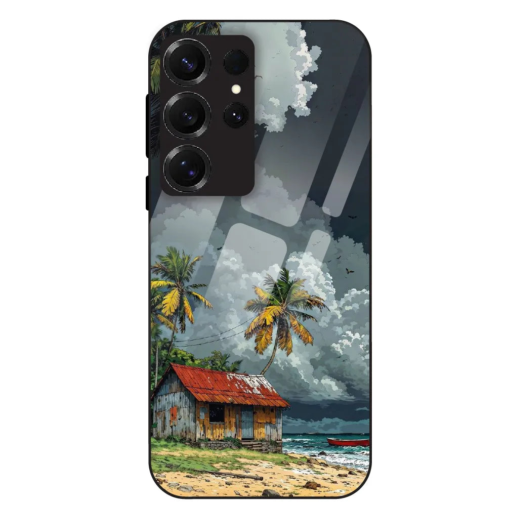 Tropical Beach Hut - Glass Case For Samsung Galaxy S25 Ultra