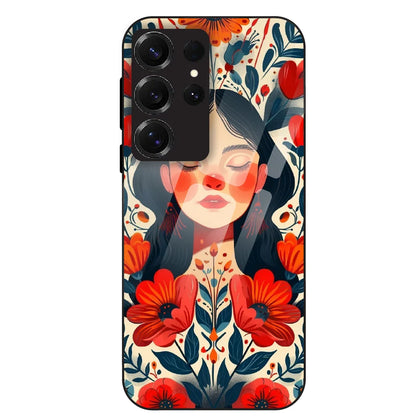 Floral Muse Portrait - Glass Case For Samsung Galaxy S25 Ultra