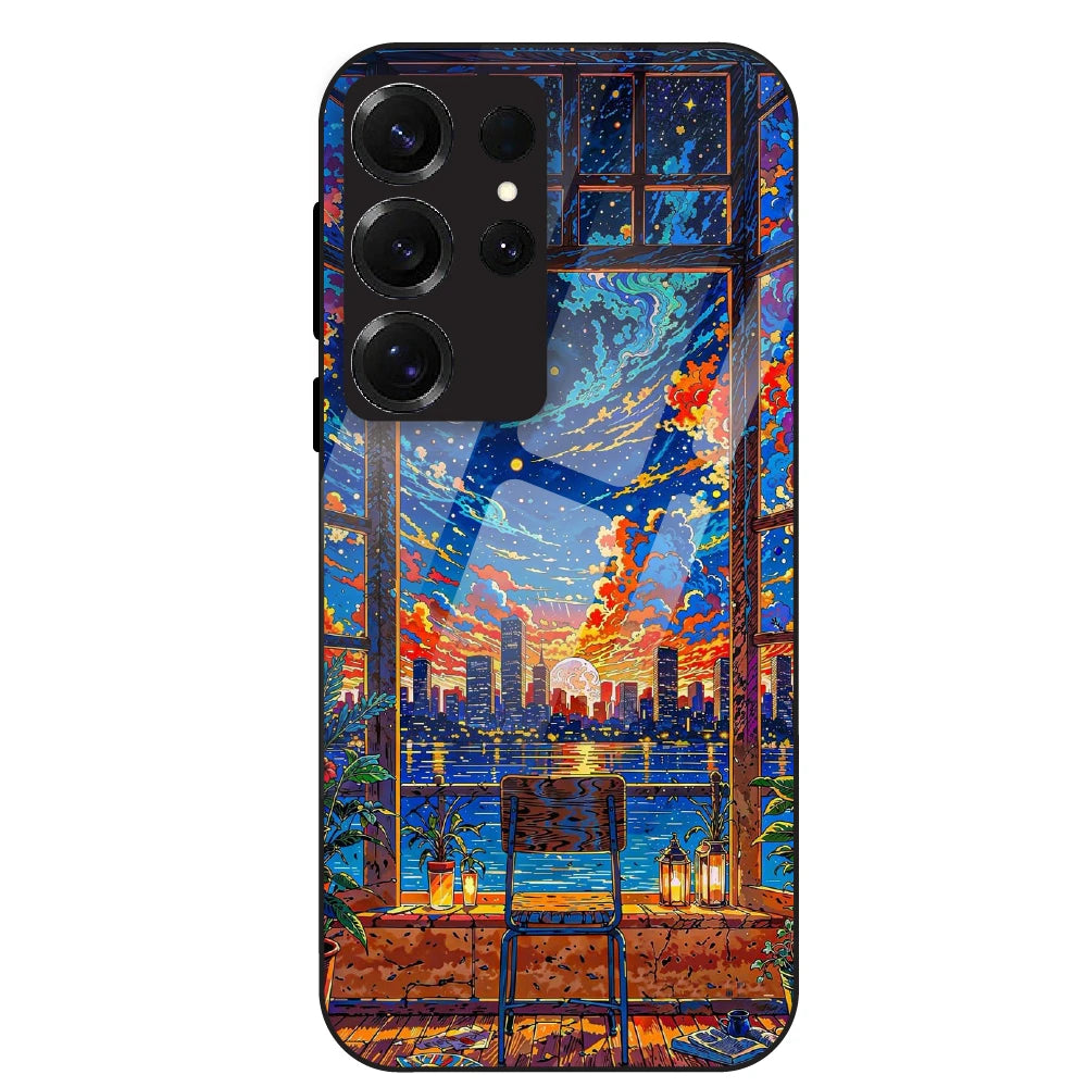 Sunset City View - Glass Case For Samsung Galaxy S25 Ultra