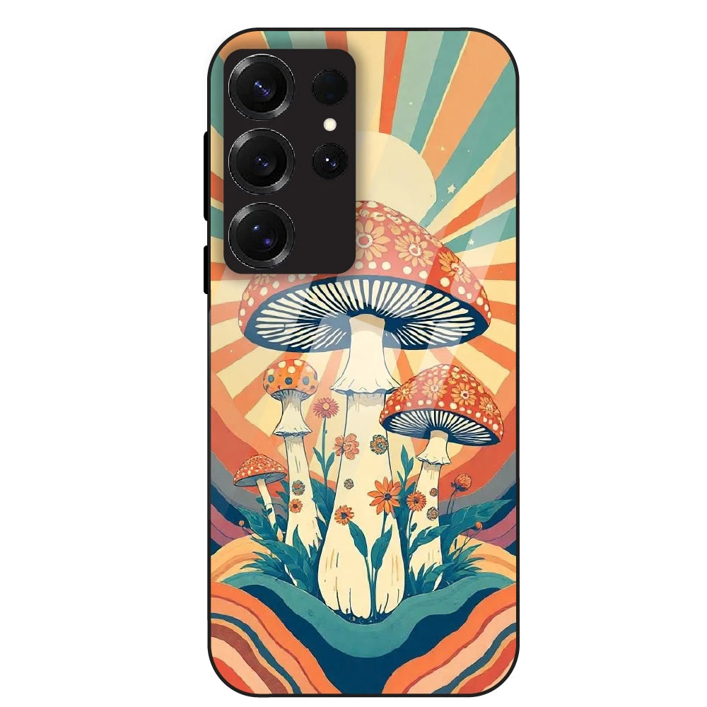 Retro Mushroom Art - Glass Case For Samsung Galaxy S25 Ultra