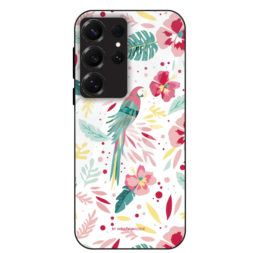 Tropical Parrot Floral - Glass Case For Samsung Galaxy S25 Ultra