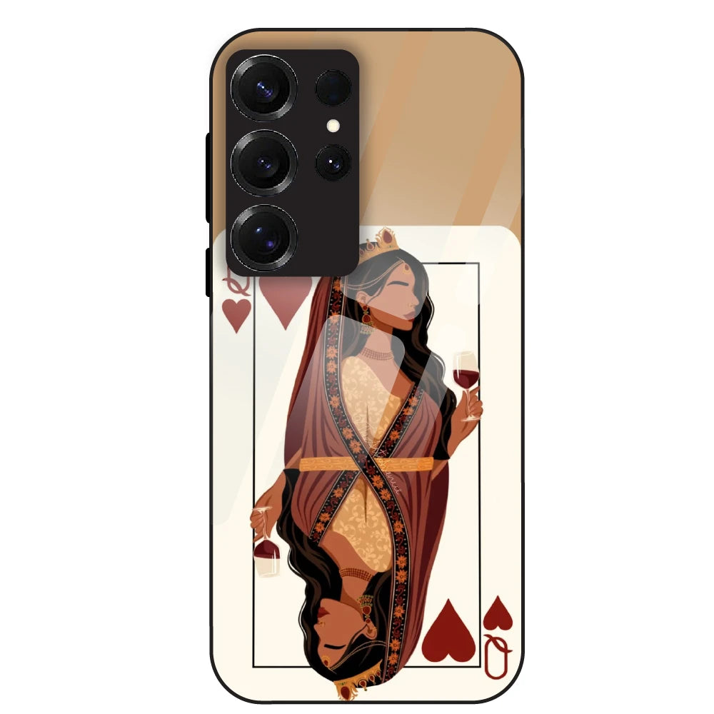 Queen of Hearts Design - Glass Case For Samsung Galaxy S25 Ultra