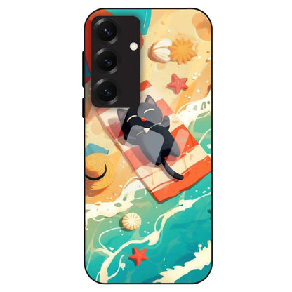 Beach Cat Aesthetic - Glass Case For Samsung Galaxy S25