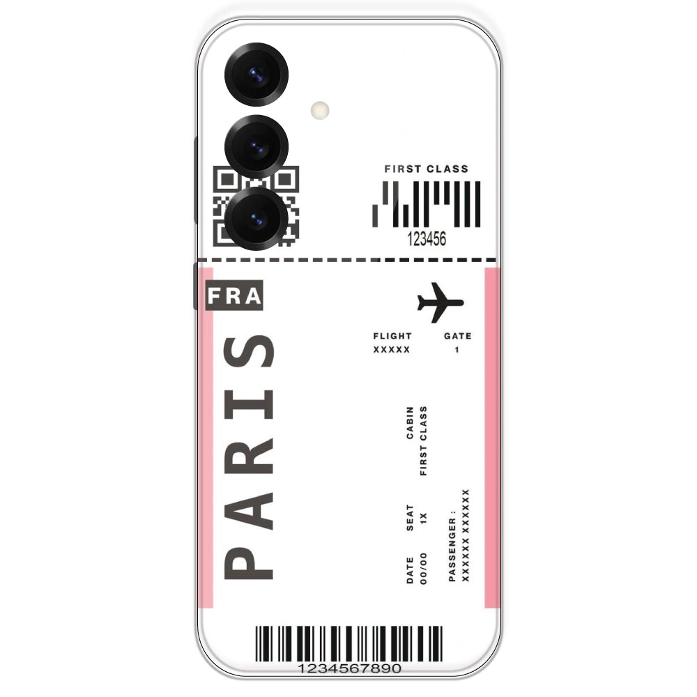 Paris Ticket - Clear Printed Silicone Case For Samsung Galaxy S25