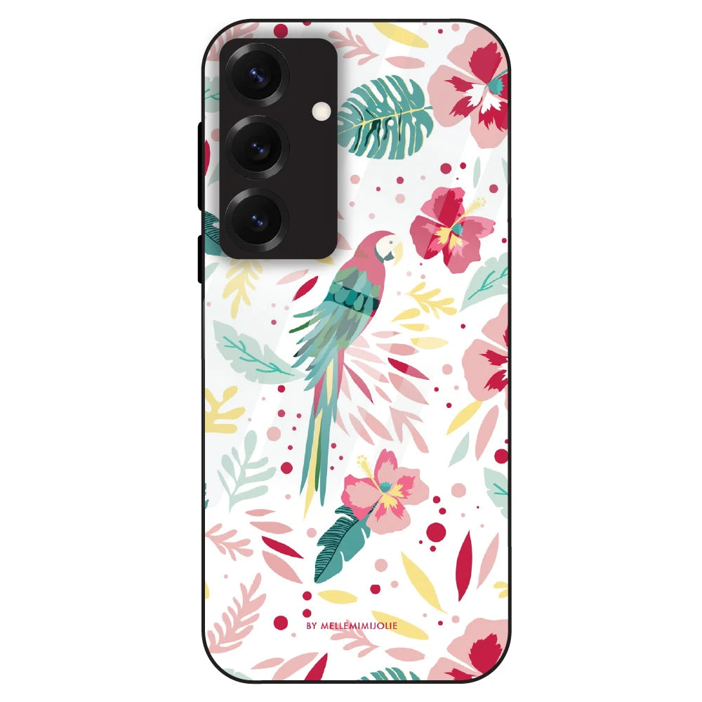 Tropical Parrot Floral - Glass Case For Samsung Galaxy S25