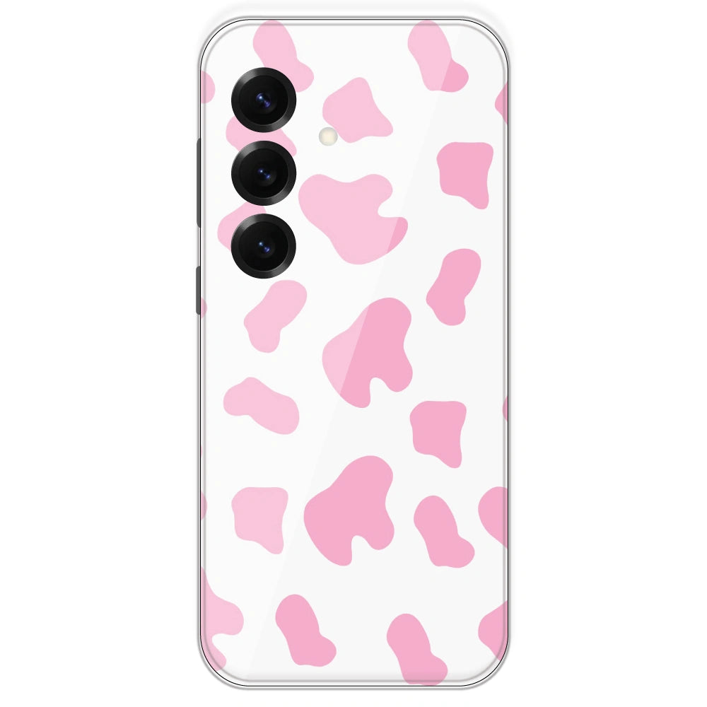 Pink Cow Print - Clear Printed Silicone Case For Samsung Galaxy S25