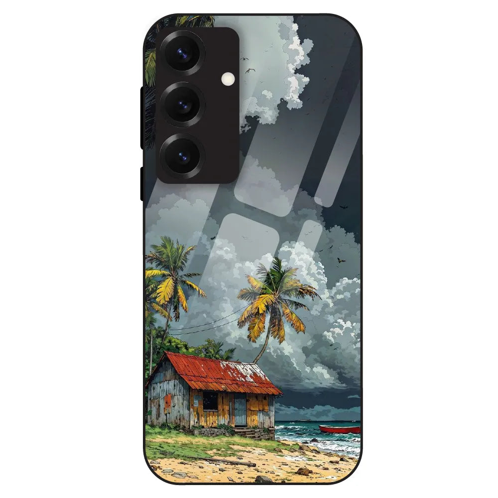 Tropical Beach Hut - Glass Case For Samsung Galaxy S25