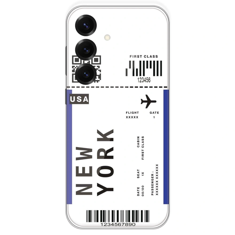 New York Ticket - Clear Printed Silicone Case For Samsung Galaxy S25