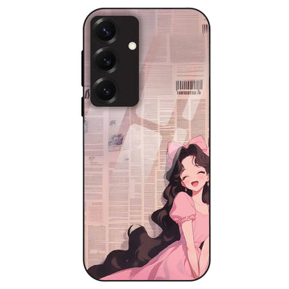 Cute Pink Anime Girl - Glass Case For Samsung Galaxy S25