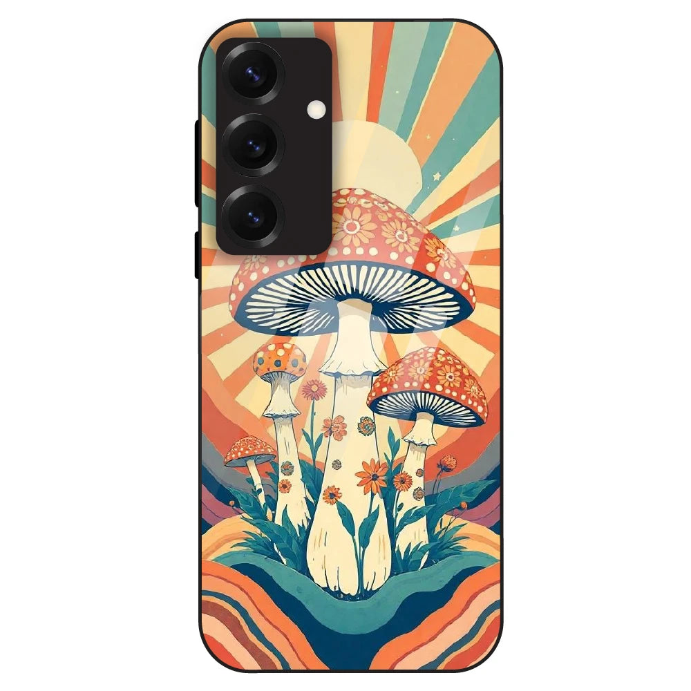 Retro Mushroom Art - Glass Case For Samsung Galaxy S25