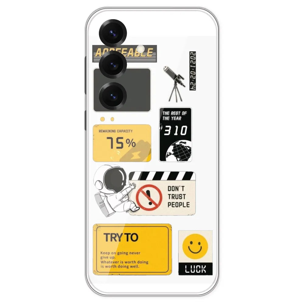 Space - Clear Printed Silicone Case For Samsung Galaxy S25