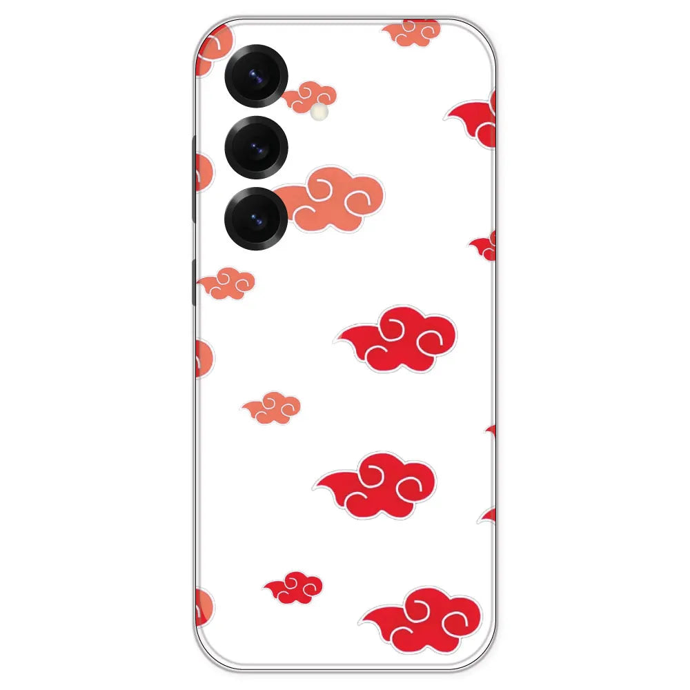 Red Clouds - Clear Printed Silicone Case For Samsung Galaxy S25