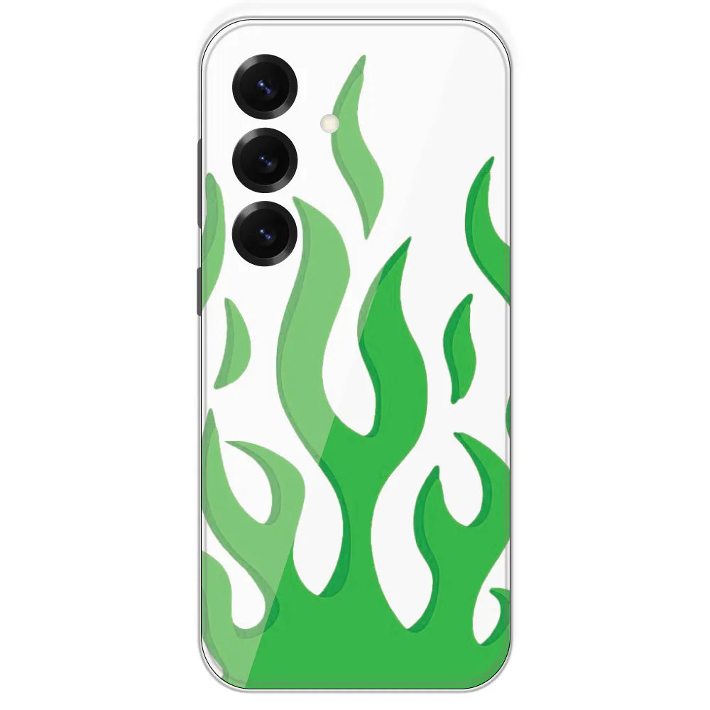 White Aesthetic Flame - Clear Printed Silicone Case For Samsung Galaxy S25