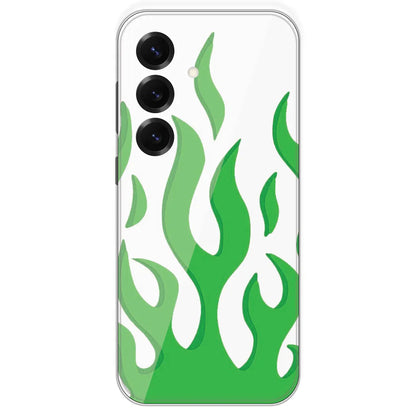 White Aesthetic Flame - Clear Printed Silicone Case For Samsung Galaxy S25