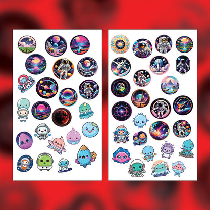 Space Sticker Bundle – 49 Waterproof Aesthetic Stickers