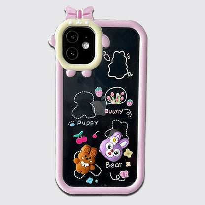 Cute 3D Shock-Proof Cases For Apple iPhone Models- Pink