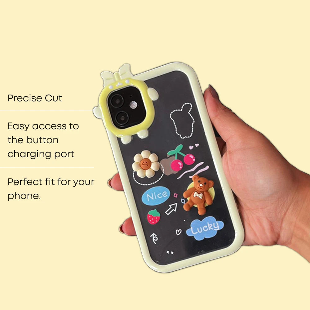 Cute 3D Shock-Proof Cases For Apple iPhone Models- Yellow