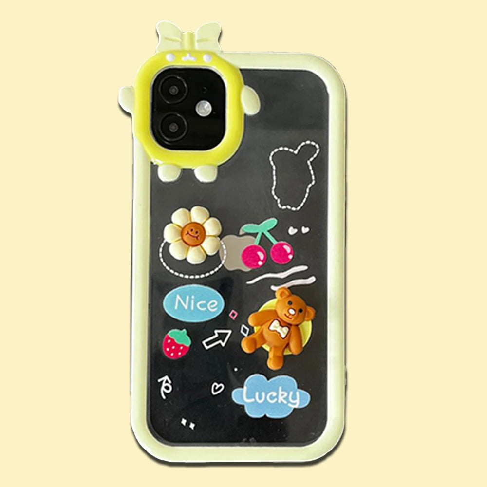 Cute 3D Shock-Proof Cases For Apple iPhone Models- Yellow