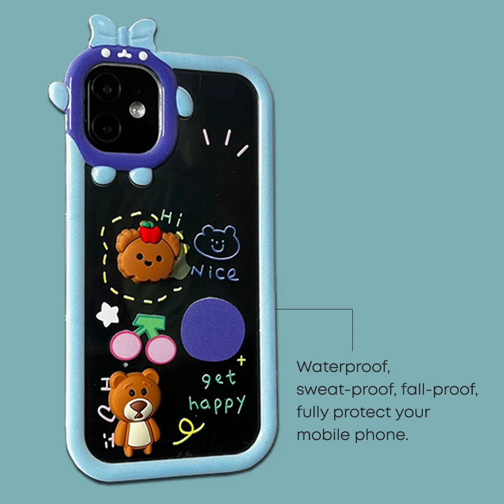 Cute 3D Shock-Proof Cases For Apple iPhone Models- Blue