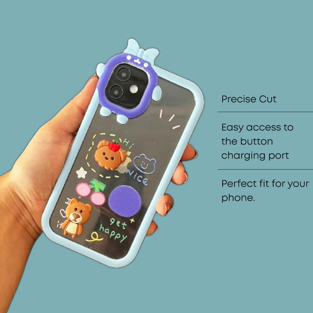 Cute 3D Shock-Proof Cases For Apple iPhone Models- Blue