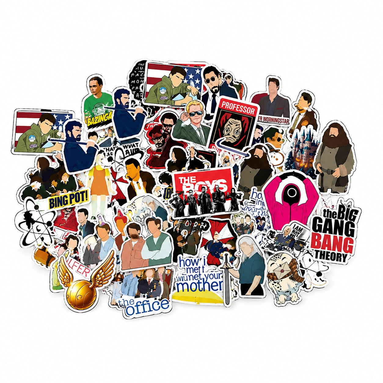 TV Series Stickers Pack – 42+ Pop Culture Waterproof Stickers