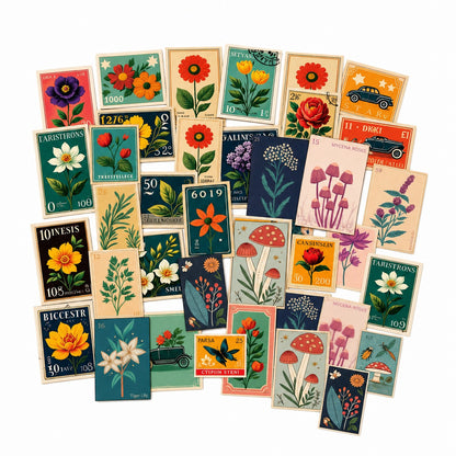 Vintage Floral Stickers Pack – 42+ Botanical Aesthetic Stickers