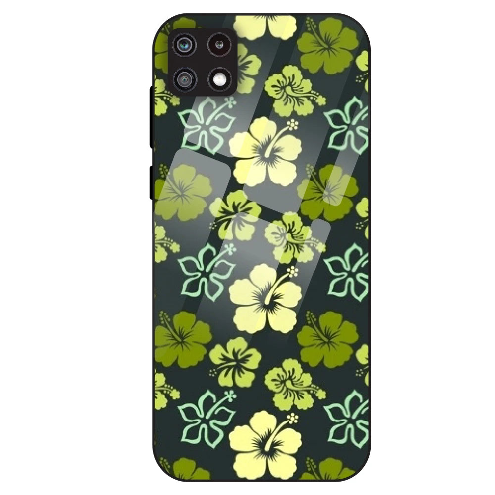 Green Hibiscus - Glass Case For Samsung Galaxy A22