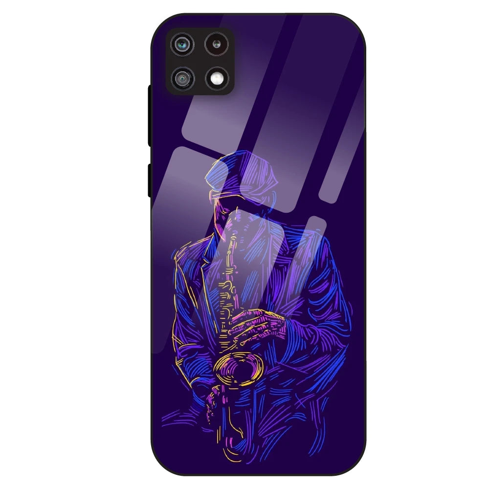 Neon Saxophone Art - Glass Case For Samsung Galaxy A22