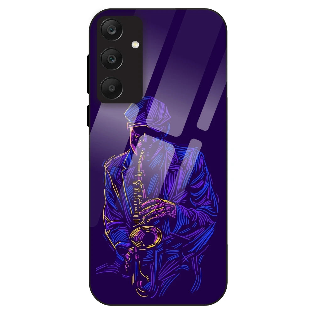 Neon Saxophone Art - Glass Case For Samsung Galaxy A25