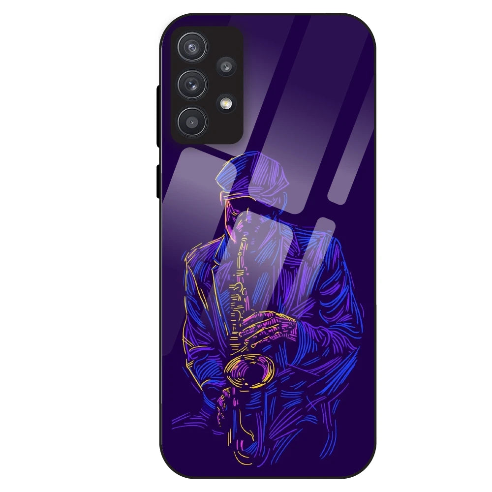 Neon Saxophone Art - Glass Case For Samsung Galaxy A32