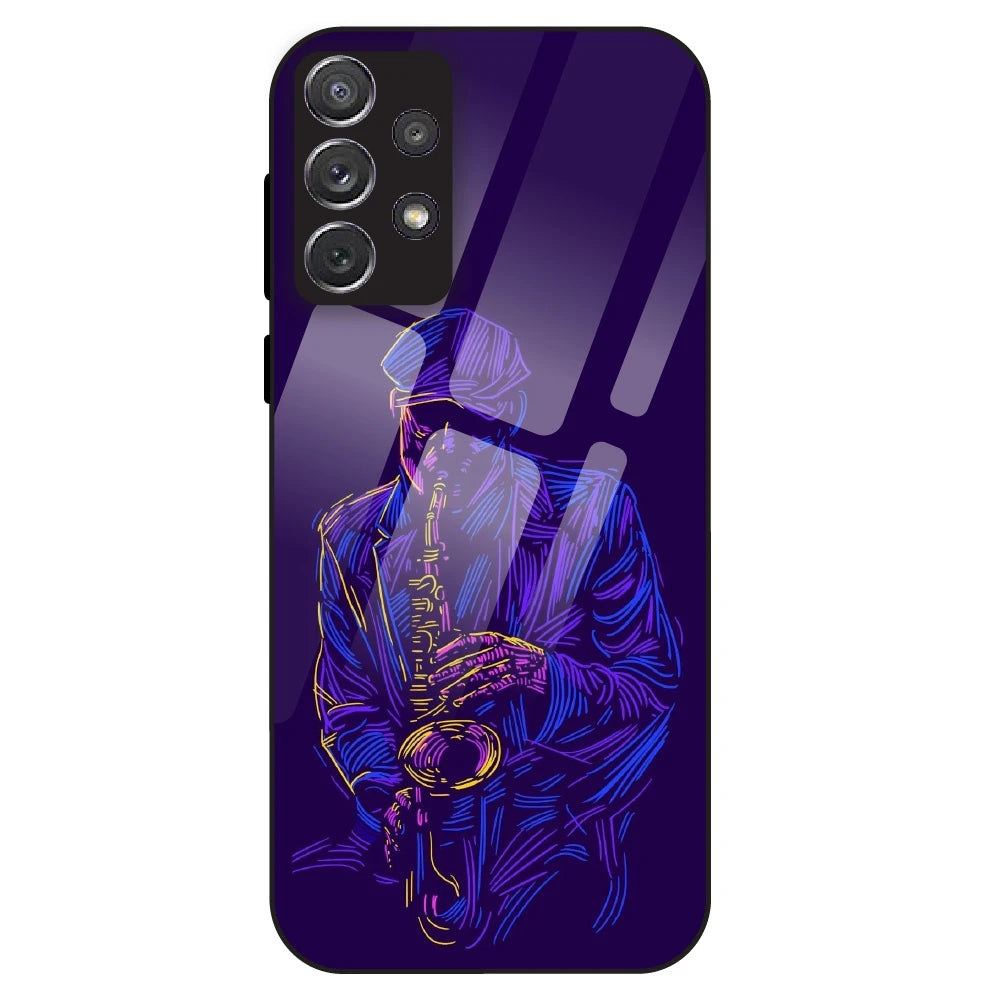 Neon Saxophone Art - Glass Case For Samsung Galaxy A72
