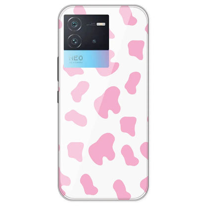 Pink Cow Print - Clear Printed Silicone Case For IQOO Neo 7 Pro