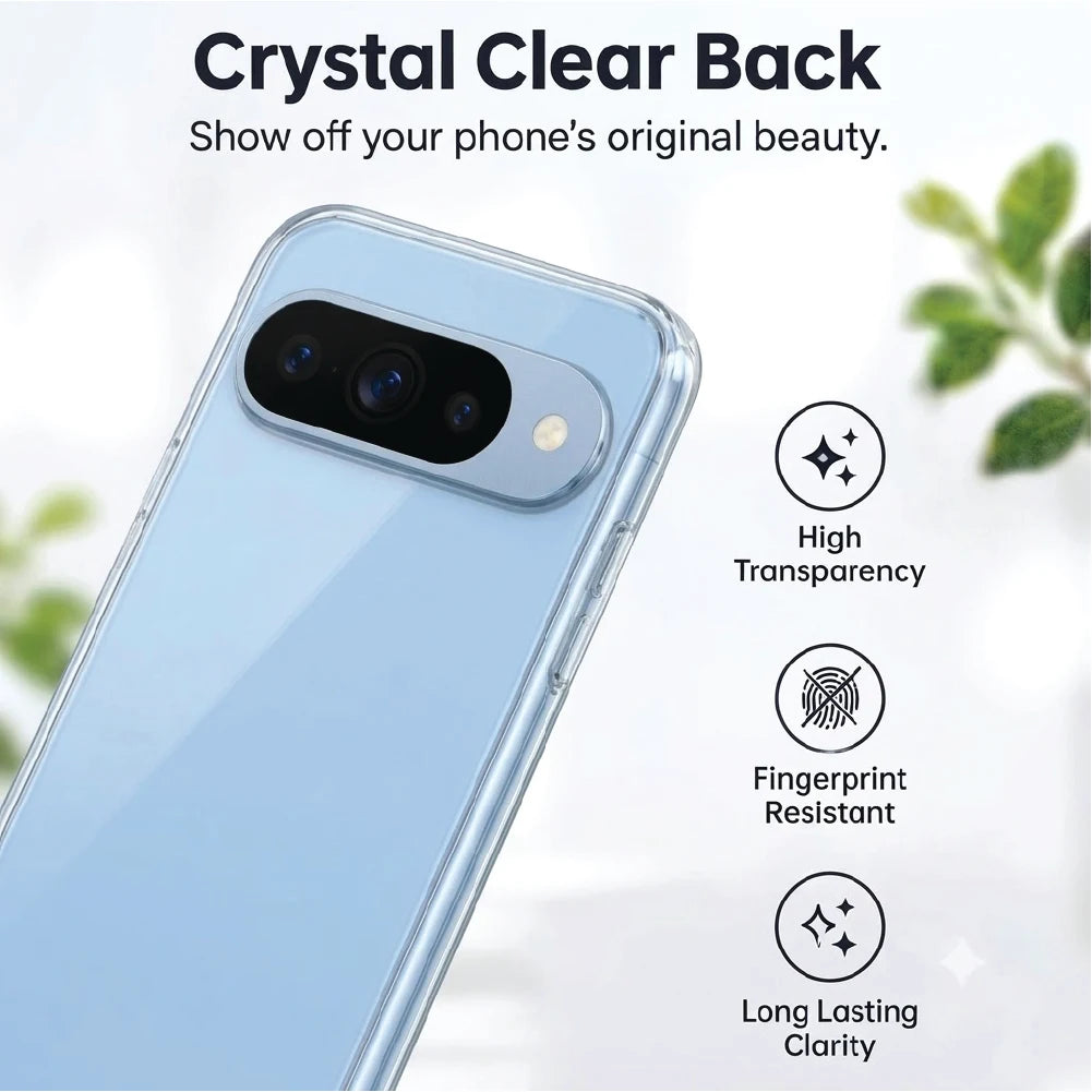 Crystal clear back of Google Pixel 10 anti-yellow case – high transparency, long-lasting clarity