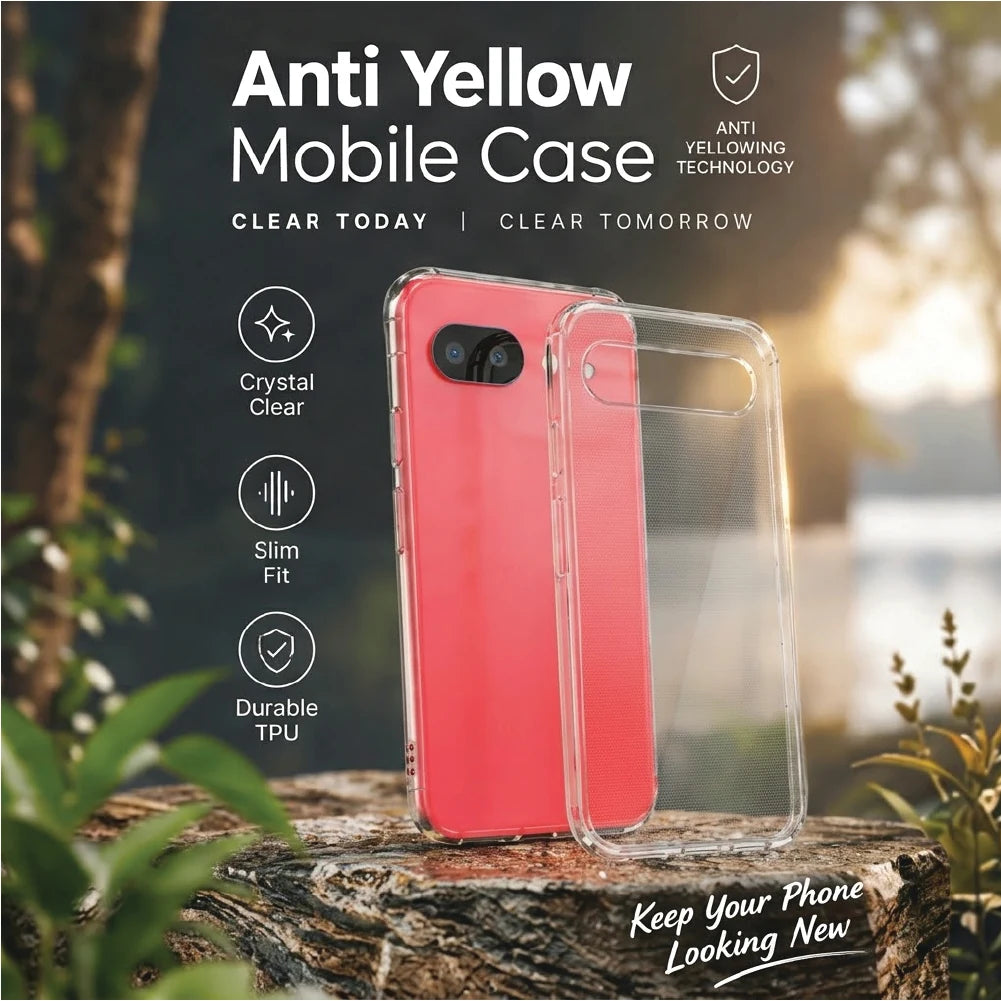 Google Pixel 10A in anti-yellow clear case – crystal clear, slim fit, durable TPU