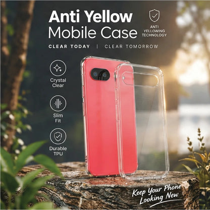 Google Pixel 10A in anti-yellow clear case – crystal clear, slim fit, durable TPU