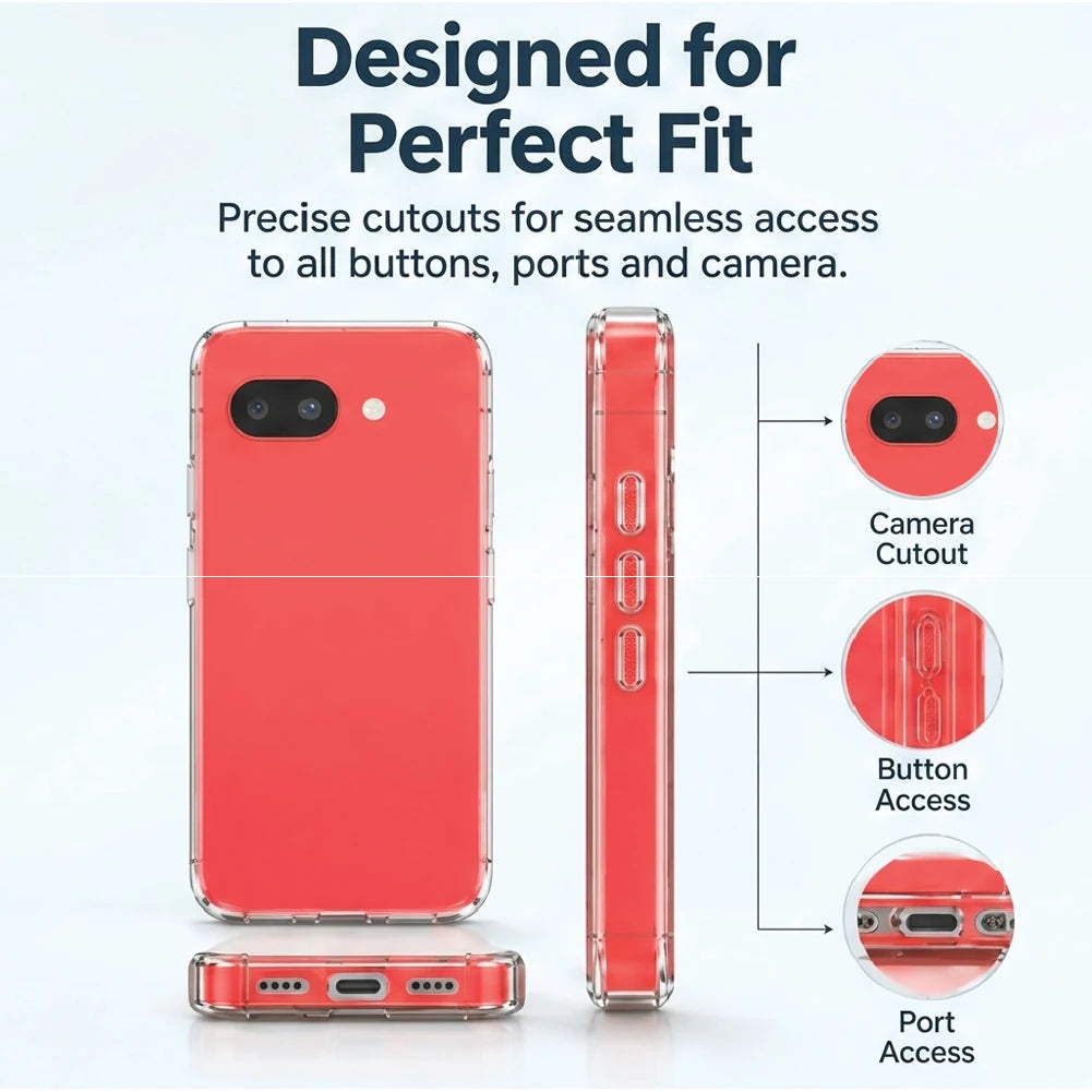 Google Pixel 10A clear case perfect fit – precise camera, button and port cutouts