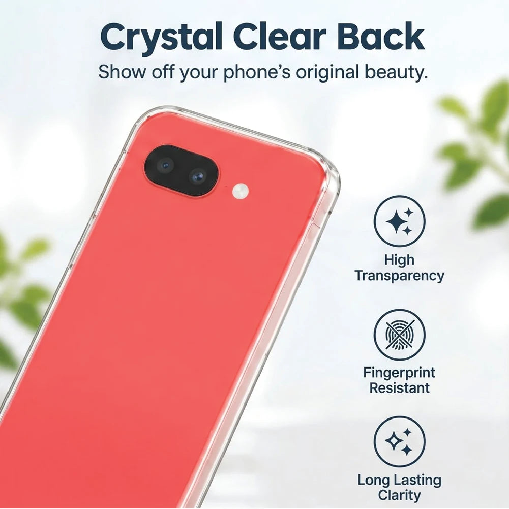 Crystal clear back of Google Pixel 10A anti-yellow case – high transparency, long-lasting clarity