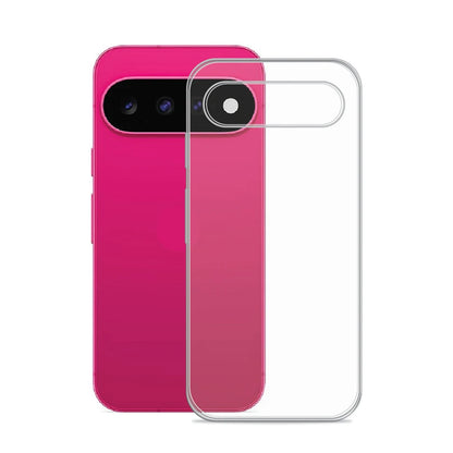Anti-Yellow Clear Case for Google Pixel 11 – transparent TPU back cover shown beside the phone