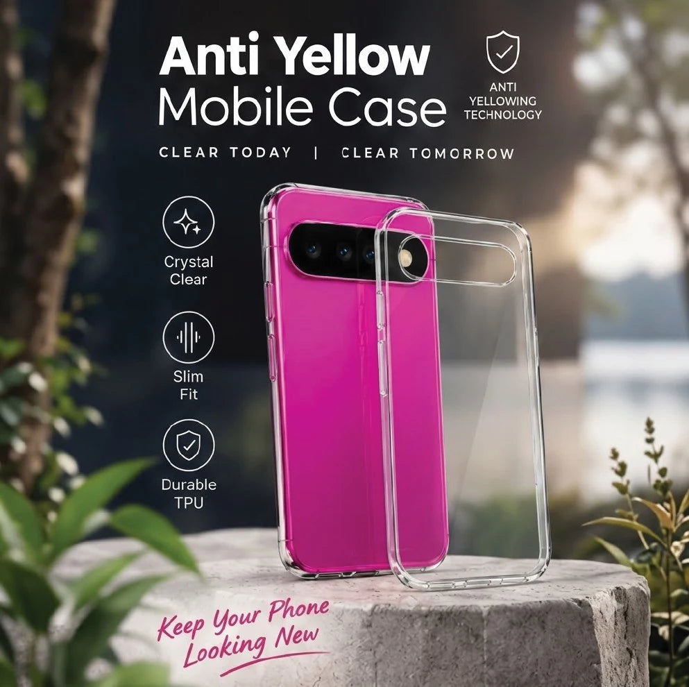 Google Pixel 11 in anti-yellow clear case – crystal clear, slim fit, durable TPU