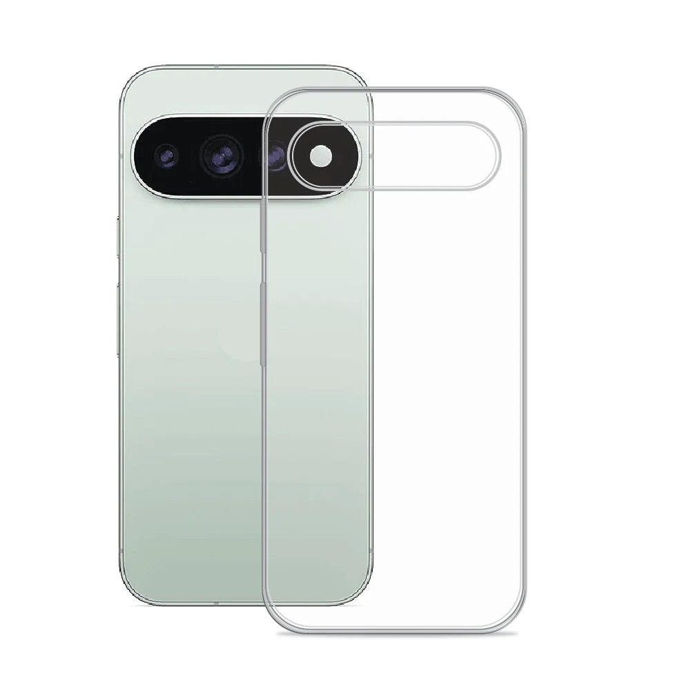 Anti-Yellow Clear Case for Google Pixel 11 Pro – transparent TPU back cover shown beside the phone
