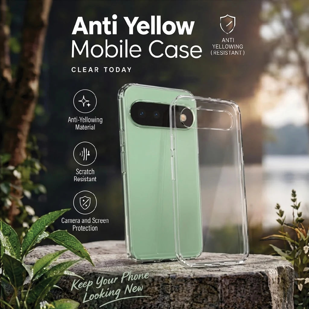 Google Pixel 11 Pro in anti-yellow clear case – crystal clear, slim fit, durable TPU
