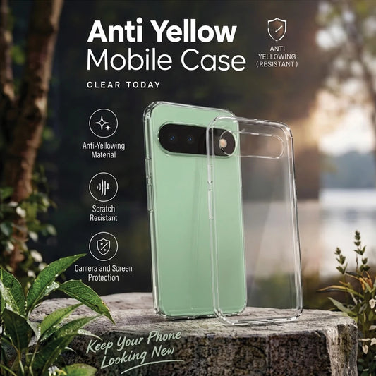 Google Pixel 11 Pro in anti-yellow clear case – crystal clear, slim fit, durable TPU