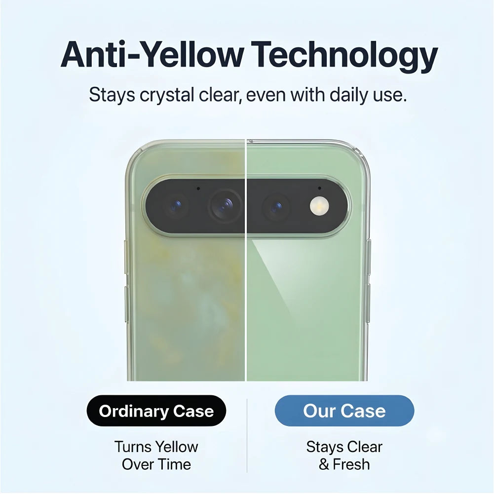 Anti-yellow technology on Google Pixel 11 Pro case – ordinary case turns yellow, this one stays clear