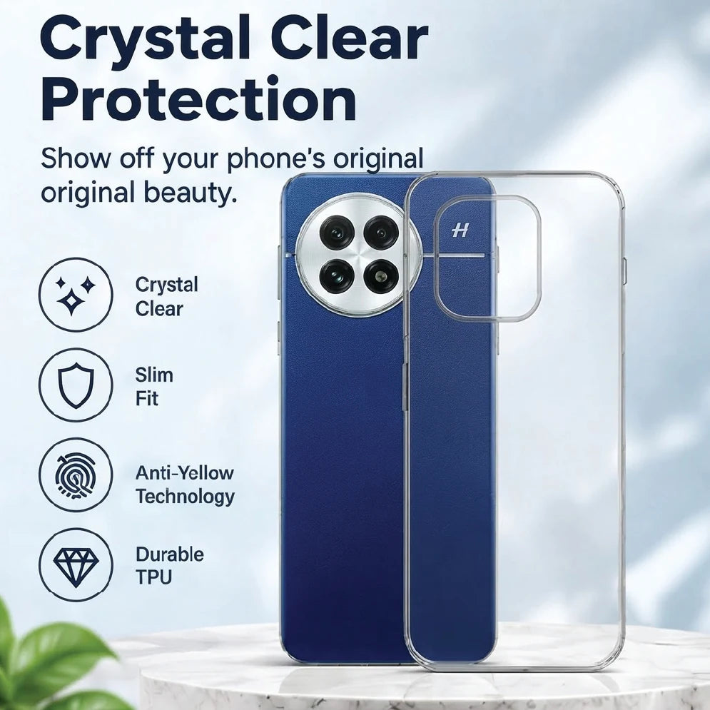 Crystal clear protection for OnePlus 13 – slim fit, anti-yellow, durable TPU case
