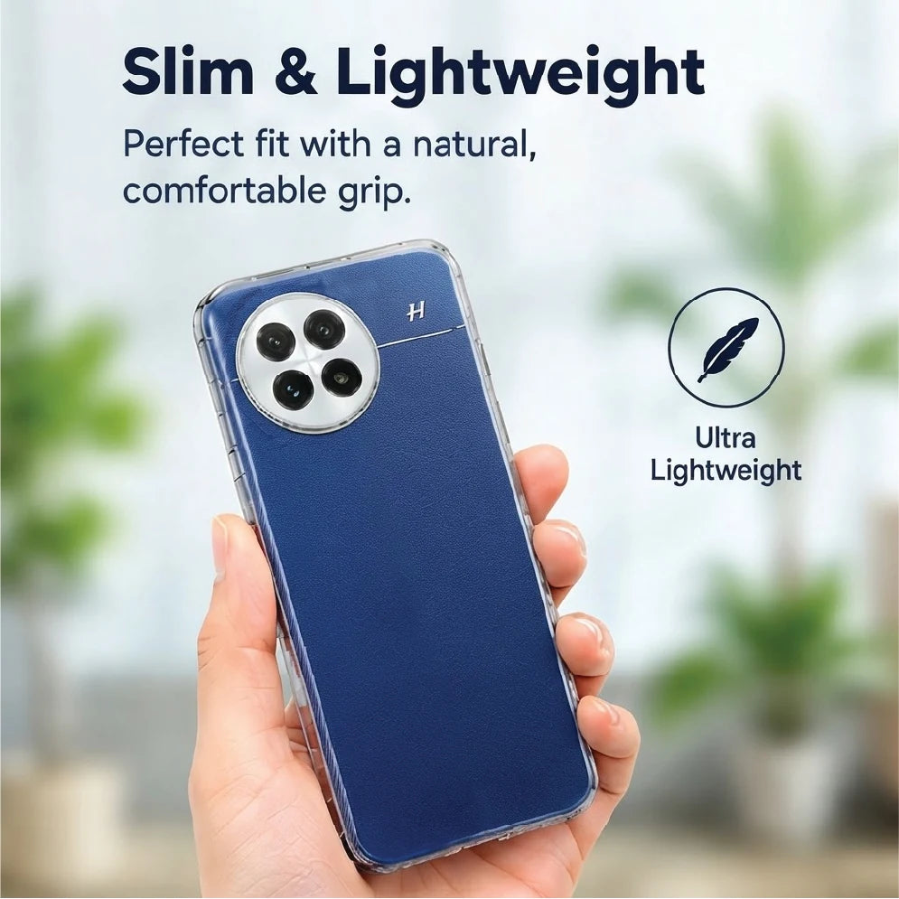 Slim and lightweight OnePlus 13 clear case held in hand – natural, comfortable grip