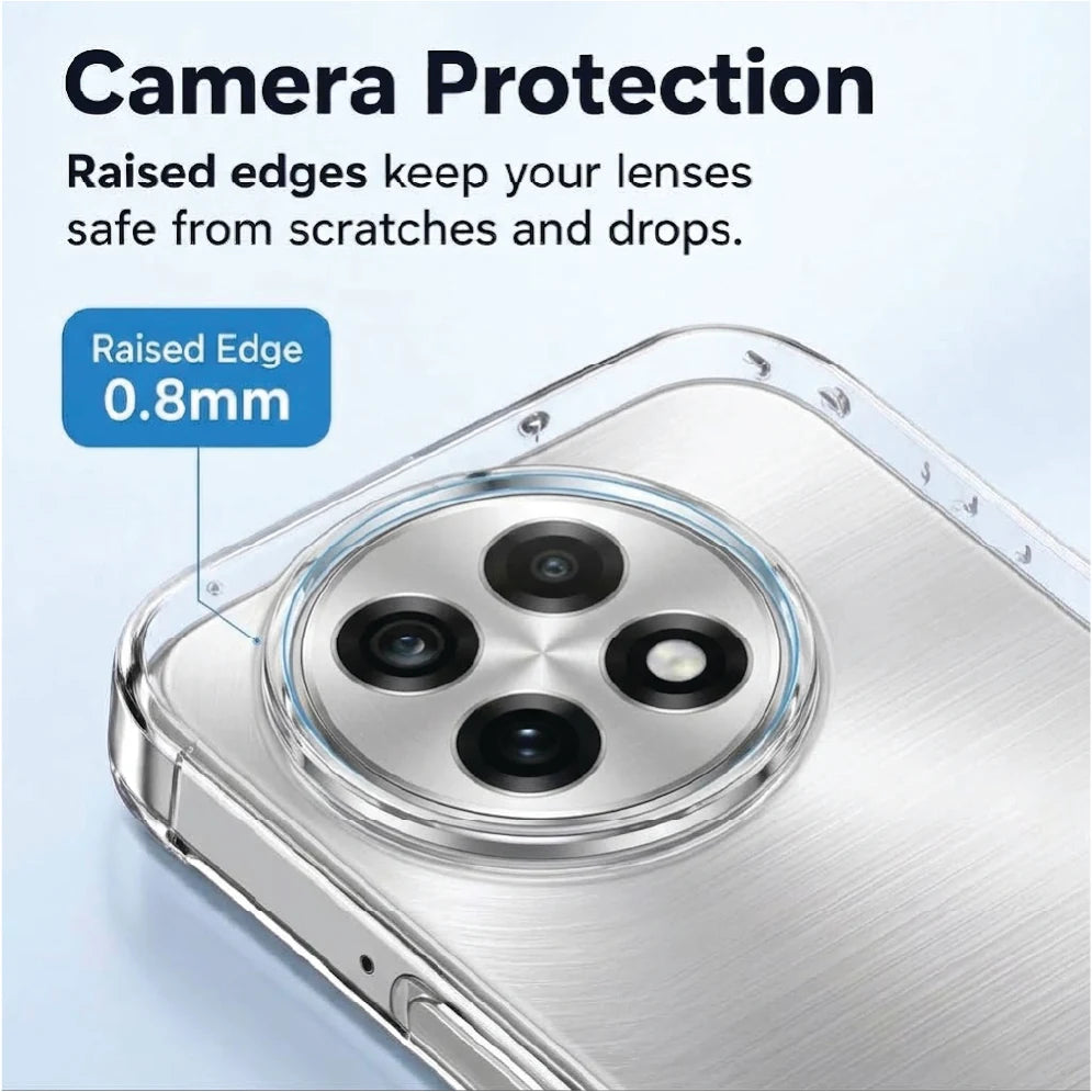 OnePlus 13R clear case camera protection – 0.8mm raised edge around the lenses