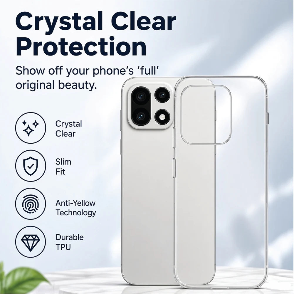 Crystal clear protection for OnePlus 15 – slim fit, anti-yellow, durable TPU case
