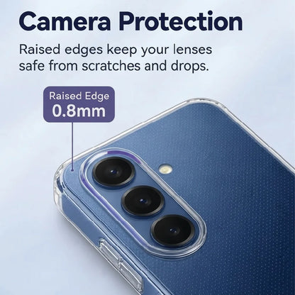 Samsung Galaxy S25 clear case camera protection – 0.8mm raised edge around the lenses